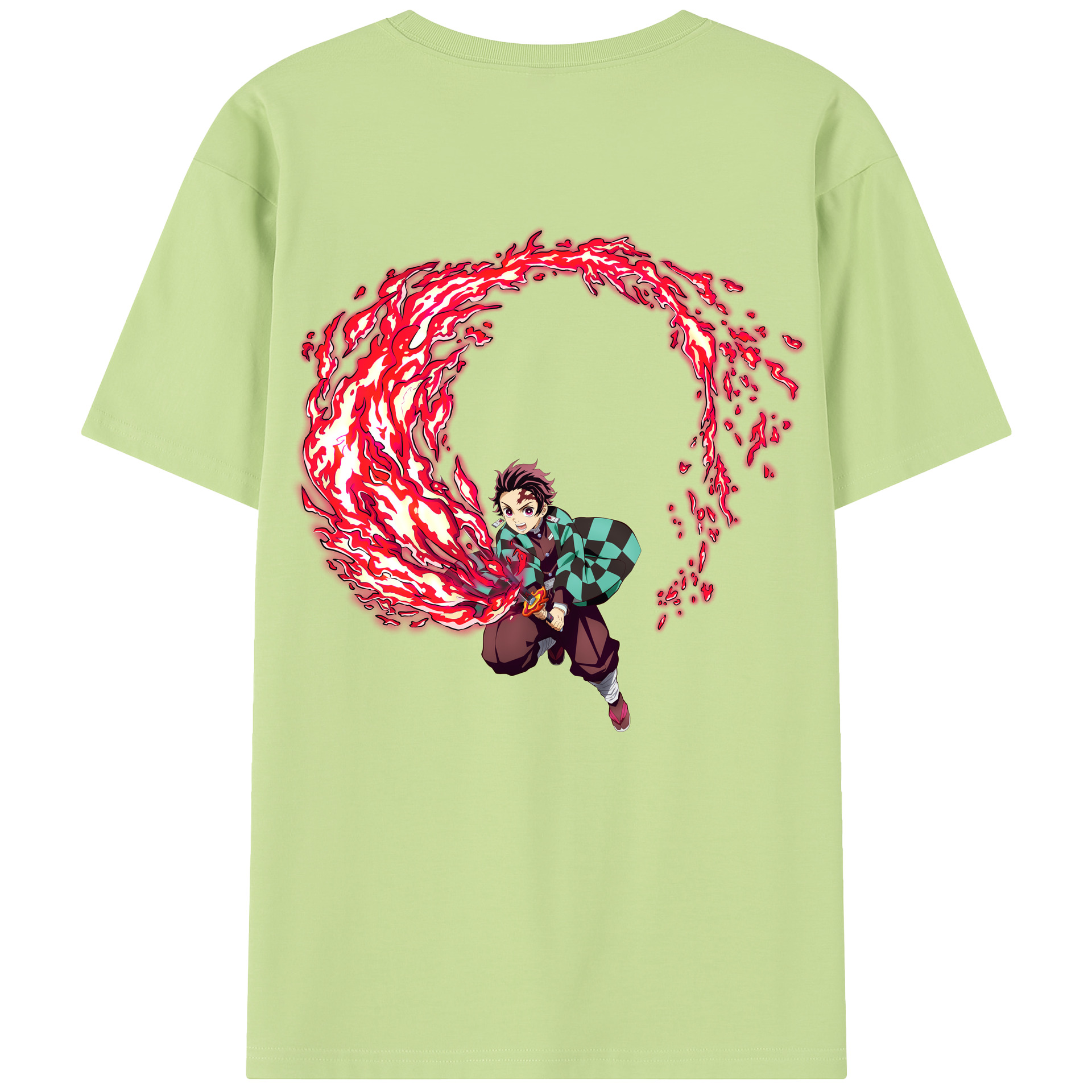 （画像用） 鬼滅の刃 竈門 炭治郎／かまど たんじろう Kamado Tanjirou 綿100％半袖Tシャツ（背面プリント）